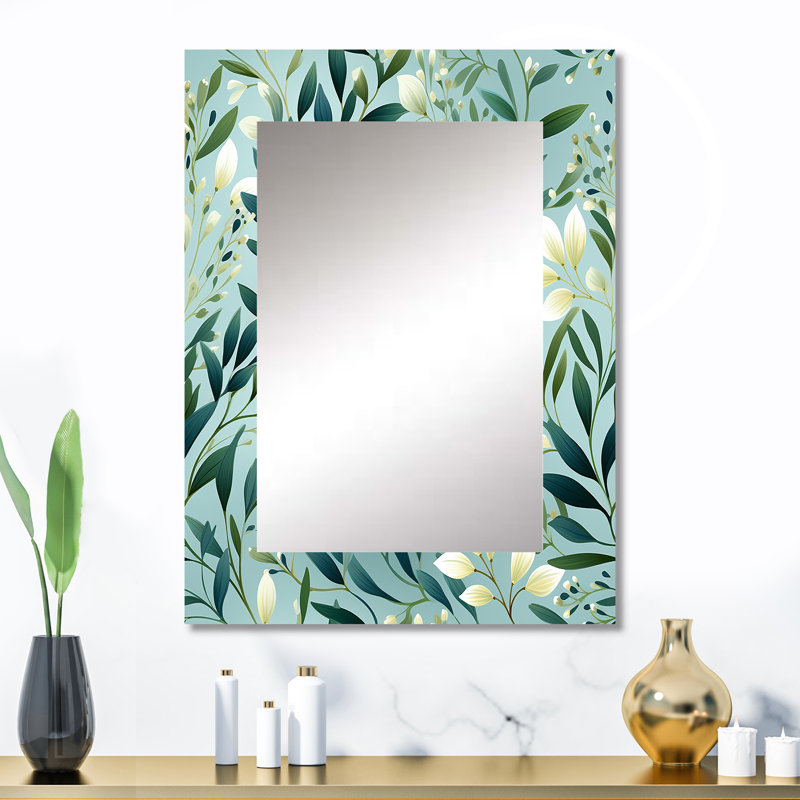 Miroir de meuble-lavabo Tropical, H 24 po x l 32 po, Feuillage océanique Ambrosi