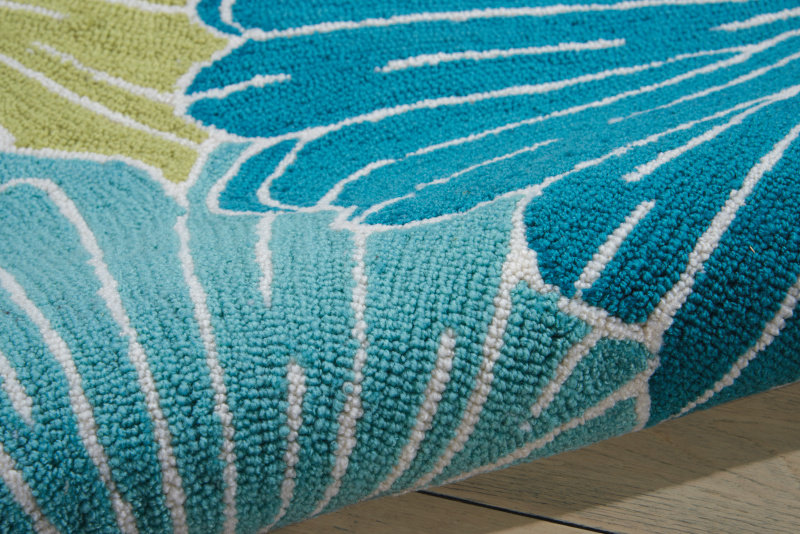 Tapis bleu crocheté à la main Asiha, Rectangle 8 pi x 10 pi 6 po