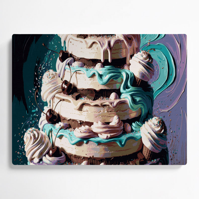 Desserts, gâteau à la crème glacée, art mural en métal gris, H 12 po x l 18 po