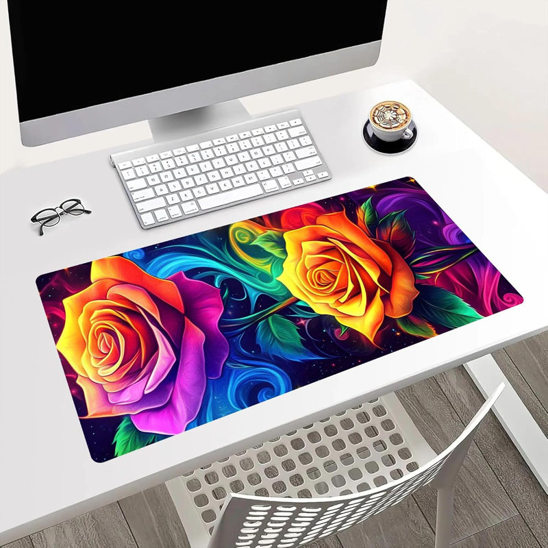 Tapis de souris rose psychédélique, grand format, décor de bureau pour les fêtes, 40 x 80 cm