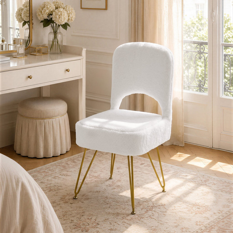 Solid Wood Accent Stool, White
