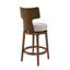 Tabouret de bar pivotant Nellis, hauteur du siège 67,2 cm (26,46 po), style moderne du milieu du siècle, revêtement rembourré et structure en bois d'hévéa massif, idéal pour les îlots de cuisine.-134210937