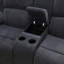 Double fauteuil inclinable manuel, causeuse rembourrée avec porte-gobelets, velours côtelé, noir