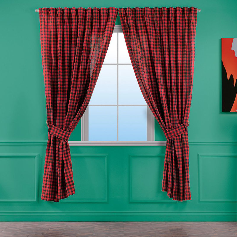 Blackout Curtain - 1 Pc, 40cm Width x 84cm Drop, Red/Black