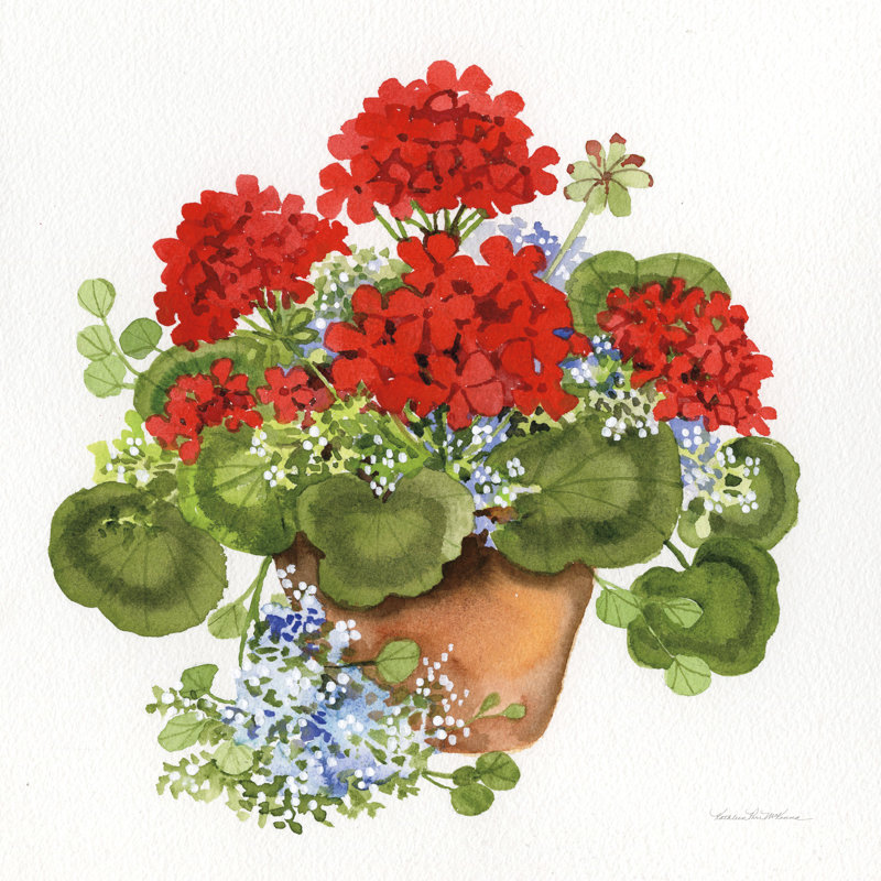 " Geranium Tea II " by Kathleen Parr McKenna Painting Print, 30" H x 30" W