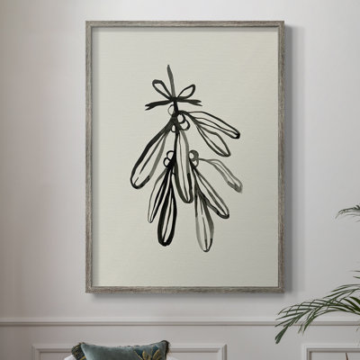«Mistletoe Sket with Bows I», reproduction encadrée - bois massif