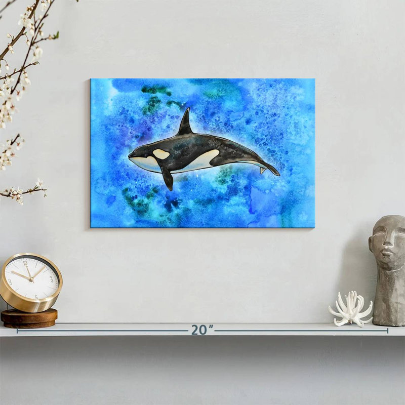 Brampt Orca On Blue, 8'' H x 12'' W