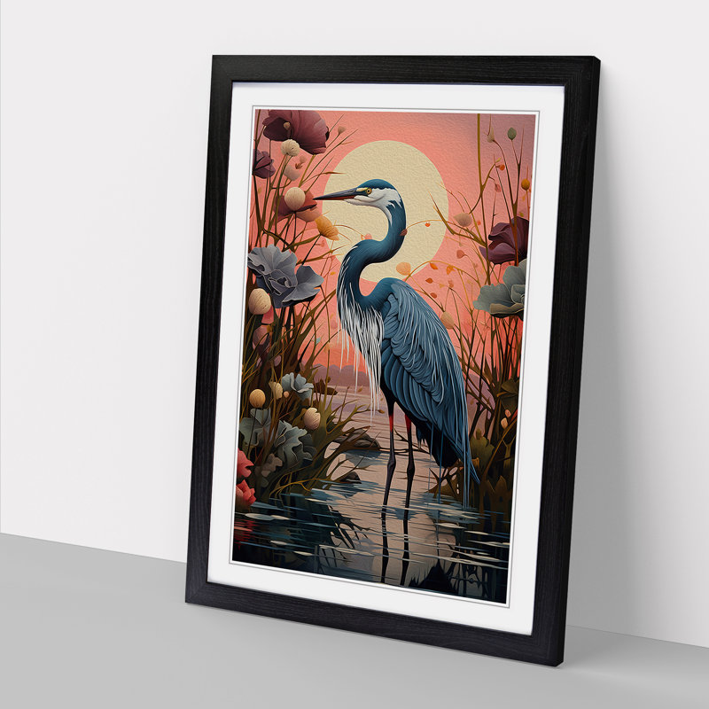 Heron Orphism No.2 - Single Picture Frame Print on Wood