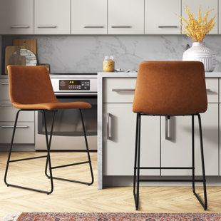 Liekele Commercial Grade LeatherSoft Upholstered Bar & Counter Stools (Set of 2)
