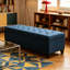 Banc capitonné capitonné avec repose-pieds de 51 po de large pour repose-pieds pour chambre à coucher, bleu marine