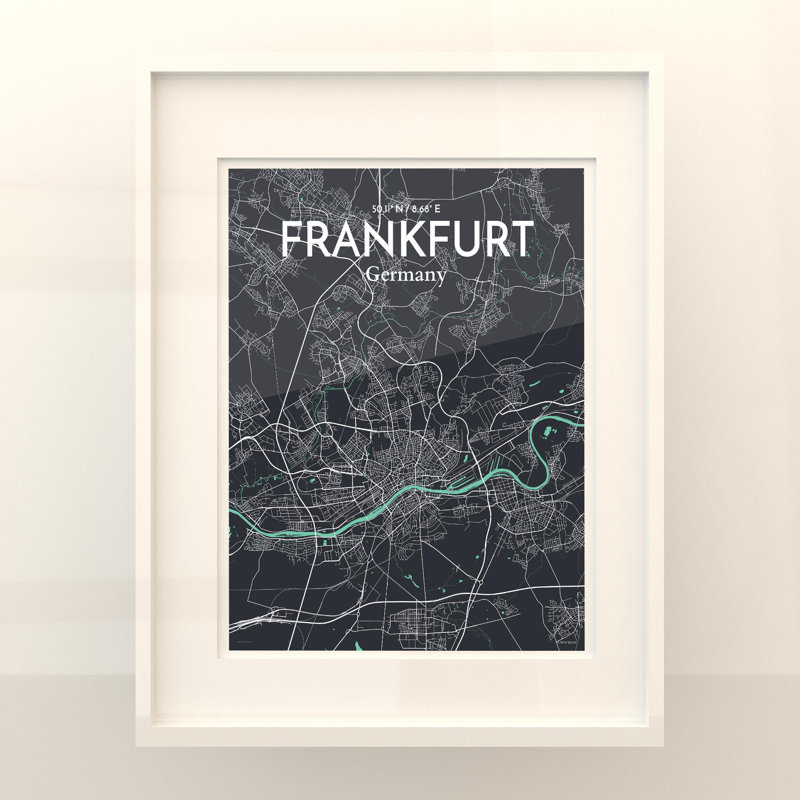 Carte de Francfort, impression graphique contrastée, Vert / gris, H 20 po x l 16 po