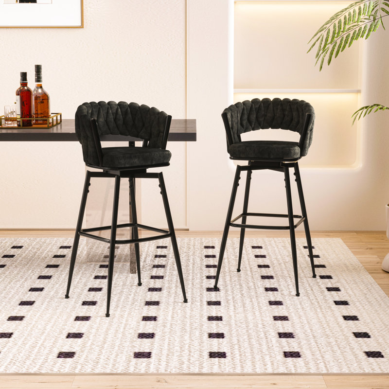 De 2 tabourets de bar, 28 po, cuir technique brun clair. 360 pivotant, base structurée, tabouret de comptoir rembourré avec dossier pour îlot de cuisine en cuir (2), brun clair. Structure stable, utilisation