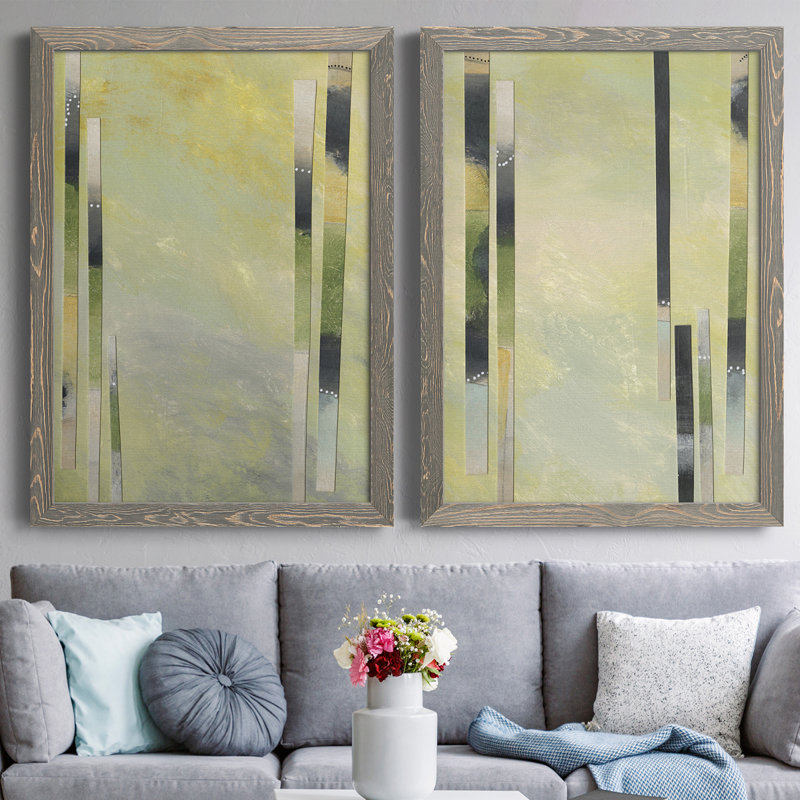 Neutral Assemblage III - Ensemble de 2 peintures encadrées, Toile avec cadre gris, H 31,5 po x l 47 po x P 1,5 po