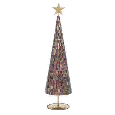 Multi Mosaic Mirror Christmas Tree with Star