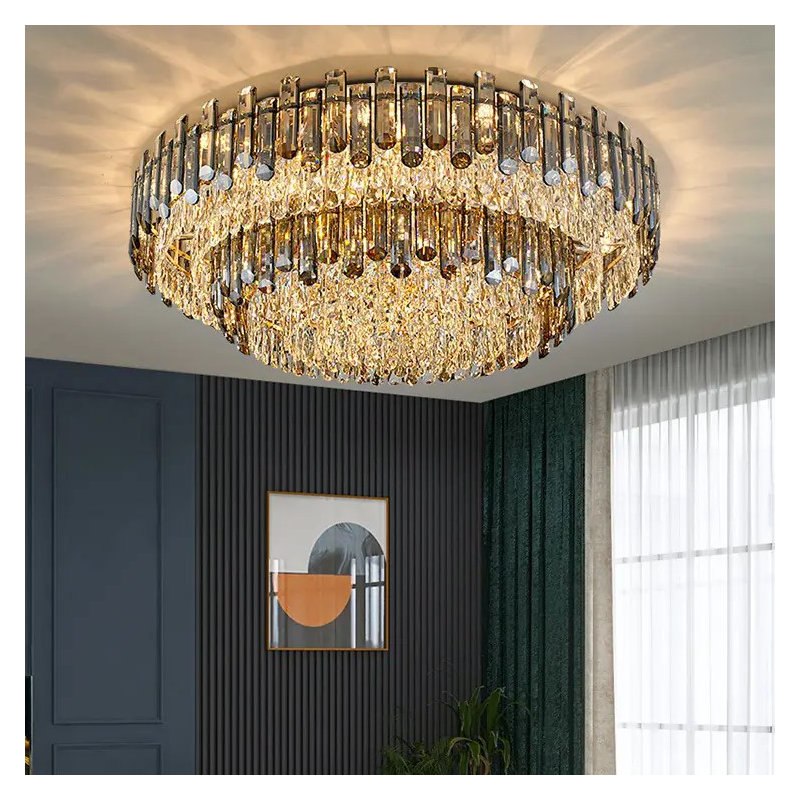 Algut 7 - Light Crystal LED Chandelier, Gold, 27cm H x 50cm W x 50cm D