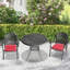 Ensemble de 3 meubles de patio en aluminium coulé avec coussins rouges-2070804731