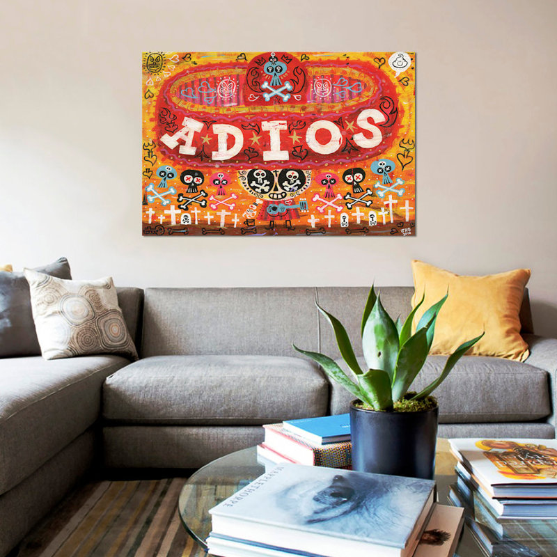 «Adios Amigos», impression sur toile, H 18 po x l 26 po x P 1,5 po, Toile avec cadre noir, Pas de tapis