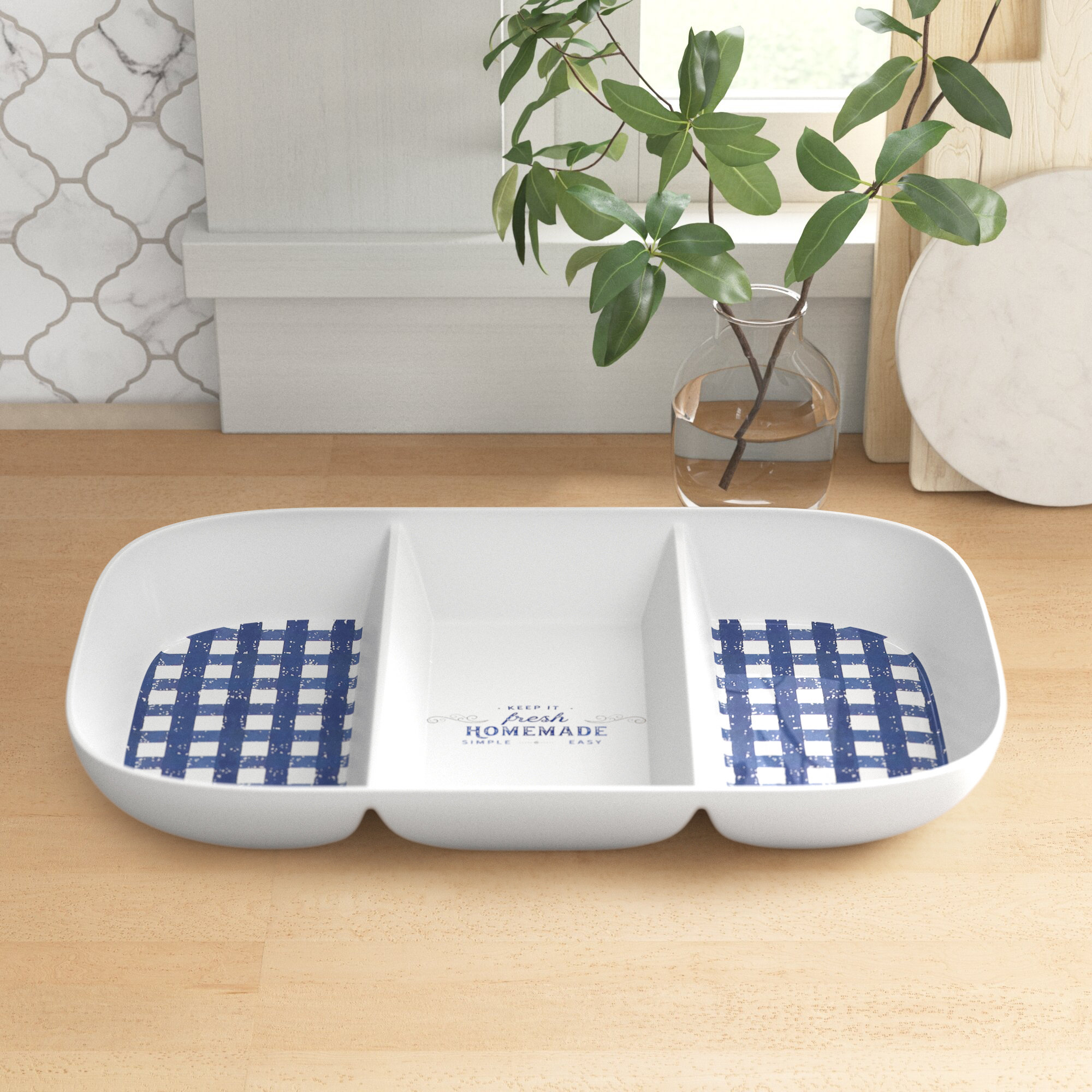 Caila Oval Melamine Divided Serving Dish