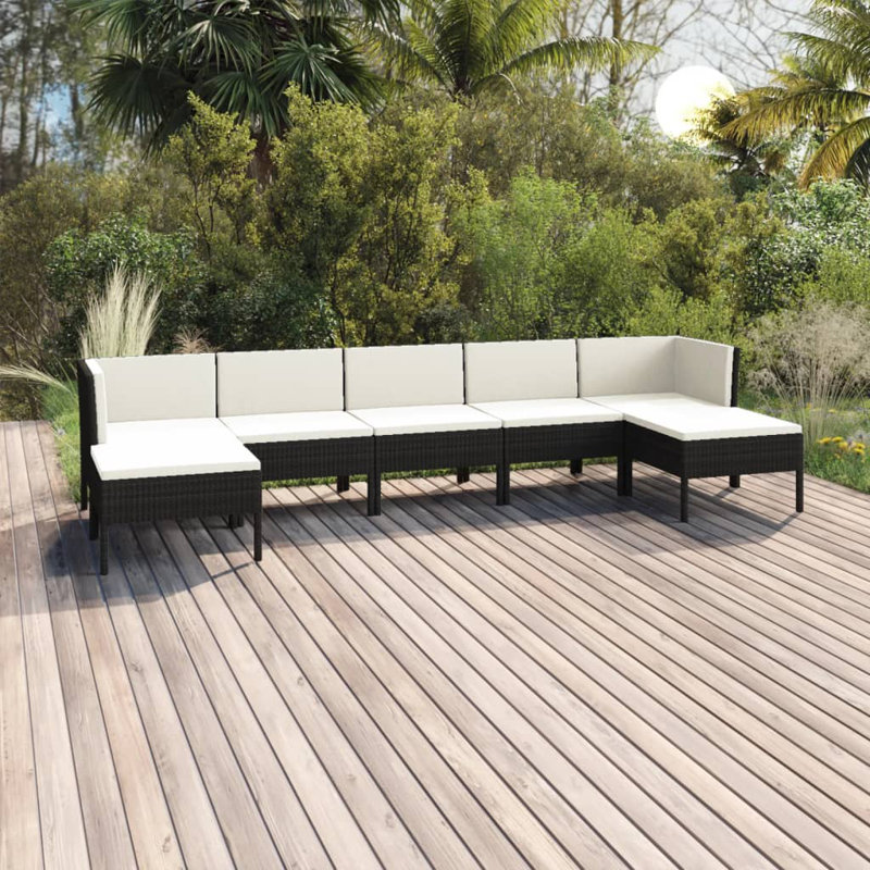 Trasen 23.6" Wide Square Patio Sectional Set with Cushions, Cream White, Black