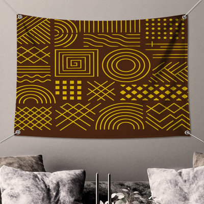 Tapisserie murale lignes géométriques jaunes - Décoration murale géométrique