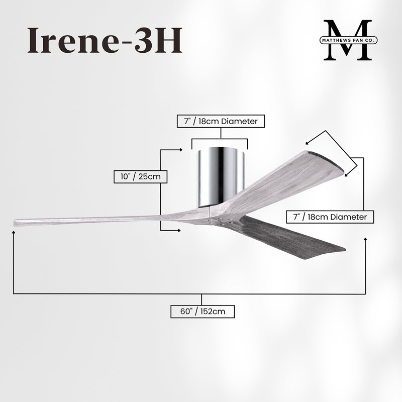 Ventilateur de plafond à 3 pales Olivier, Chrome poli, Ton bois de grange, 60"