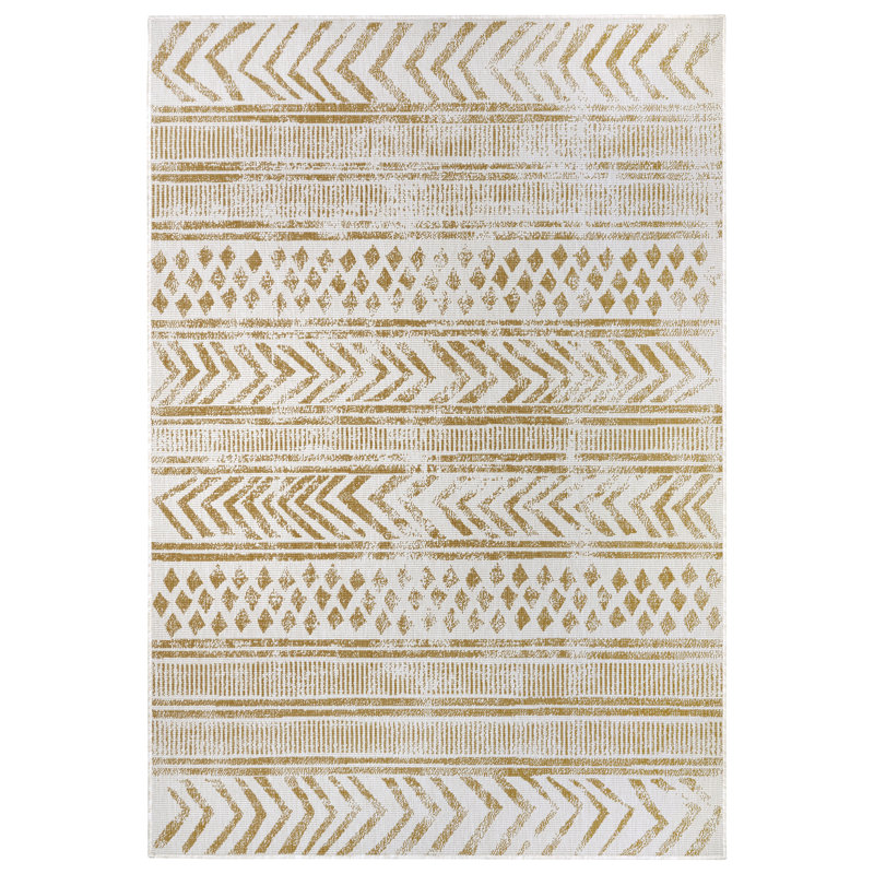 Reversible Flatweave Ocher/Ivory Rug, Rectangle 120 x 170cm