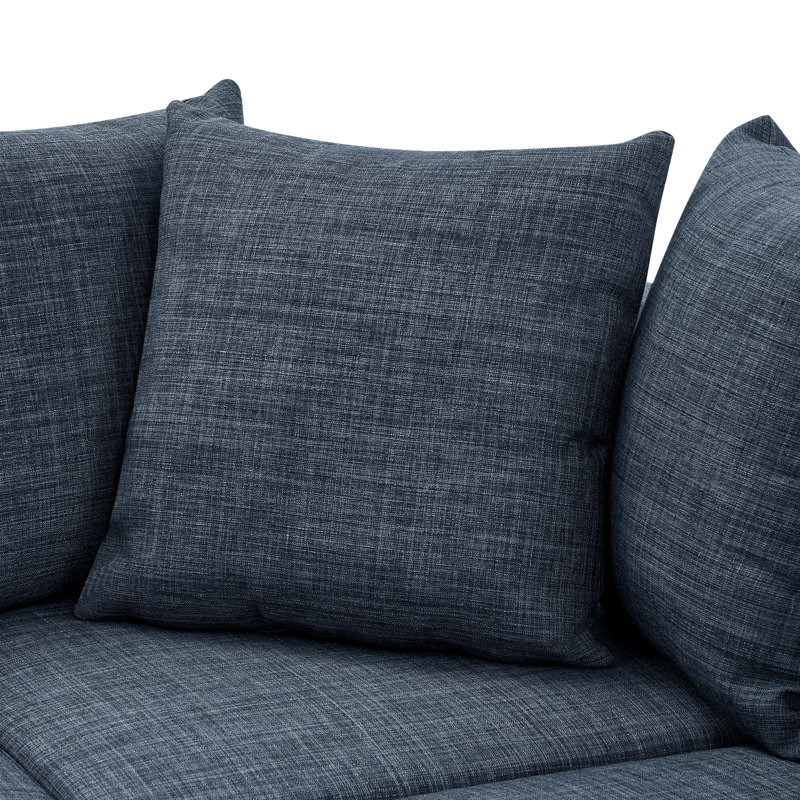 Canapé modulaire 3 pièces Bernat, Mélange de lin bleu foncé