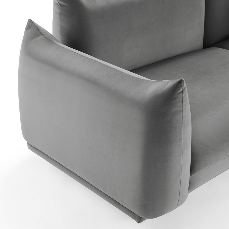 Arnya 225.8Cm Round Arms Sofa, Grey Velvet