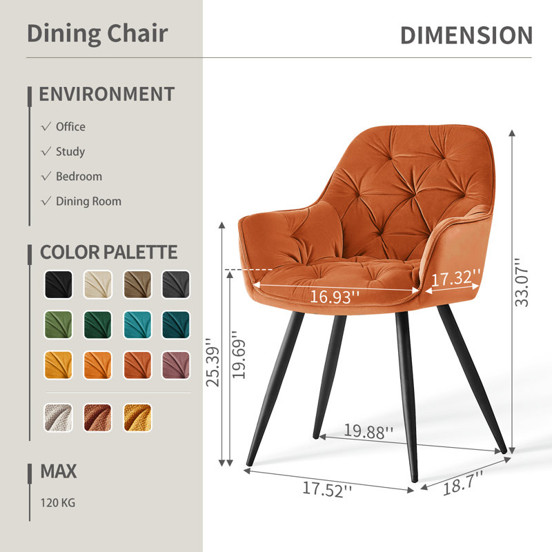 Velvet Tufted Upholstered Armchair Runge, Orange