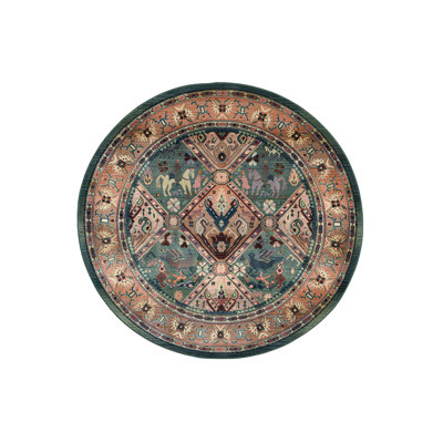 Tapis rouge / bleu / brun noué à la main de haute qualité