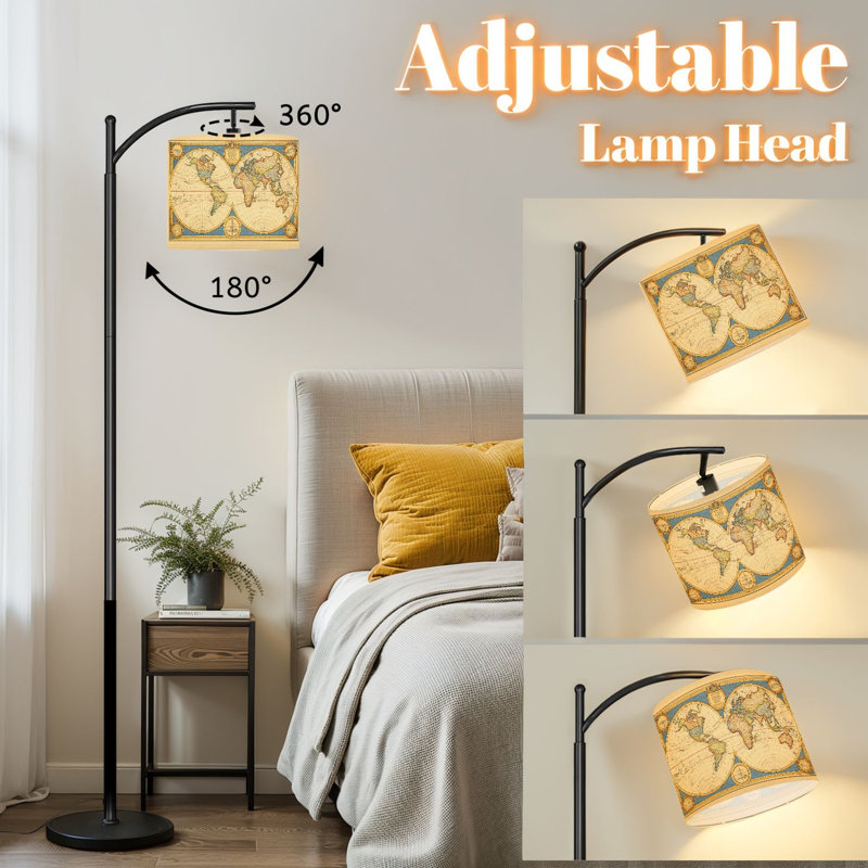Lampe sur pied à arc avec abat-jour réglable Old Map