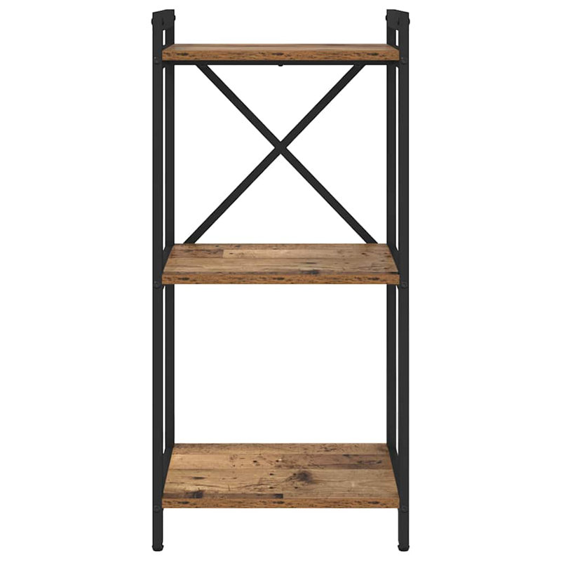 Steel Bookcase, Brown/Black, (3 Shelves) 83cm H x 40cm W x 30cm D