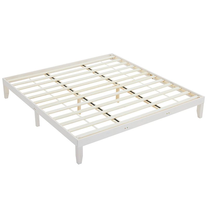 Basic Wooden Bed Frame, White, King