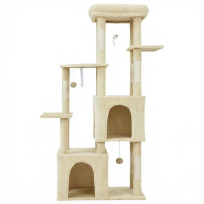 61 Inch Heavy-Duty Multi-Level Cat Tree with Scratching Posts & Interactive Toys