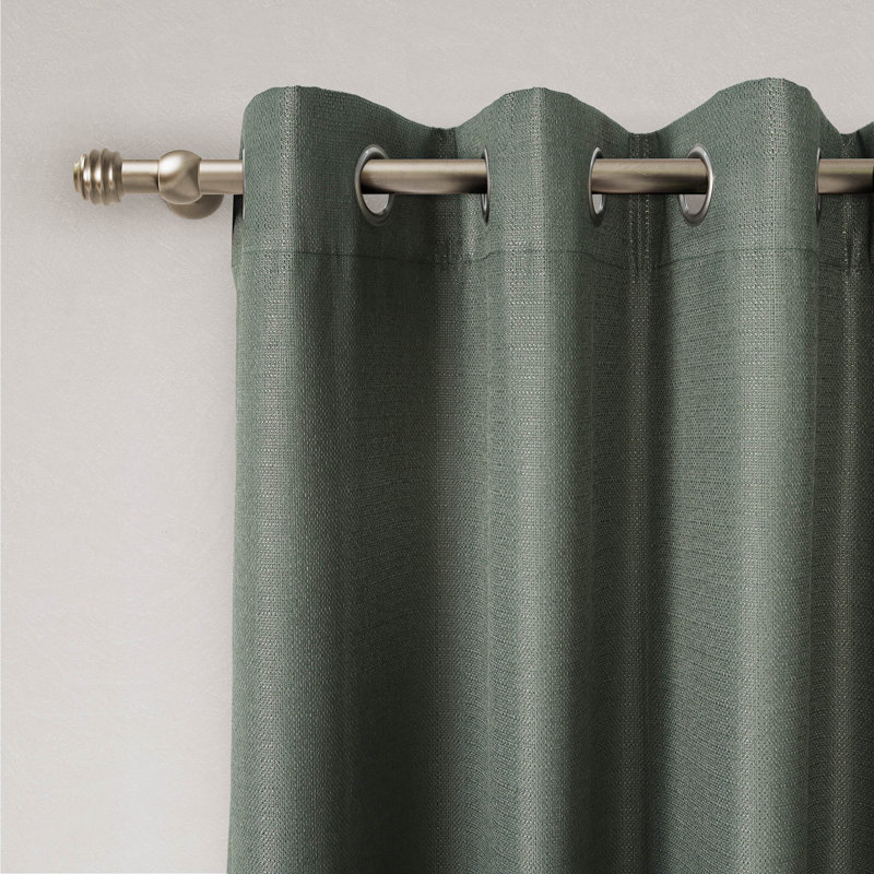 Landolfo Textured Grid 100% Blackout Grommet Curtain Pair (2 panels), 52" W x 84" L, Olive