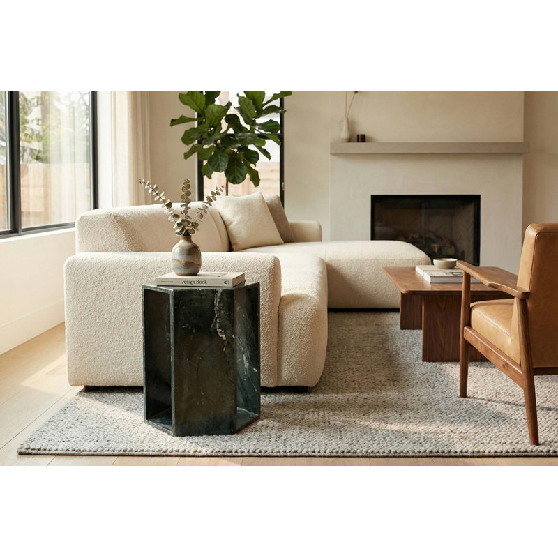 Table d'appoint hexagonale en marbre naturel avec finition polie