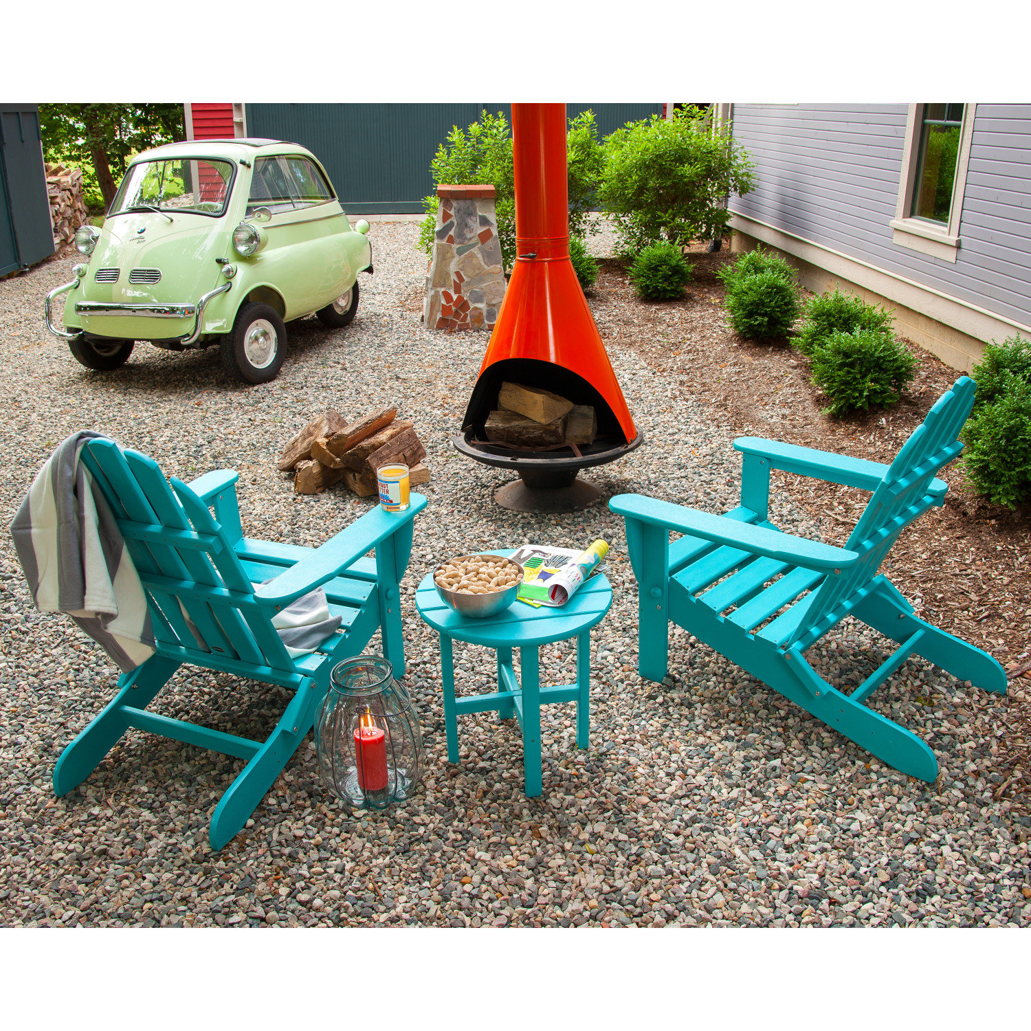 POLYWOOD® Classic Adirondack 2-Person Patio Seating Group, Aruba