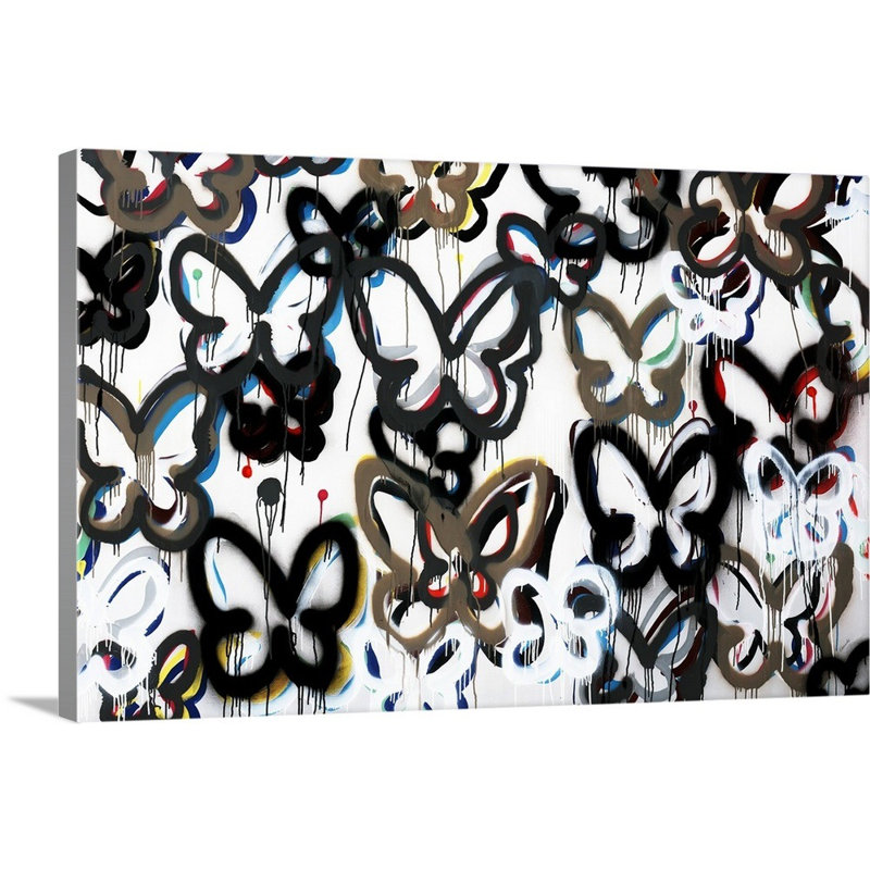 « papillon de fond ii », peinture sur toile, Toile tendue, H 20 po x l 30 po x P 1,25 po
