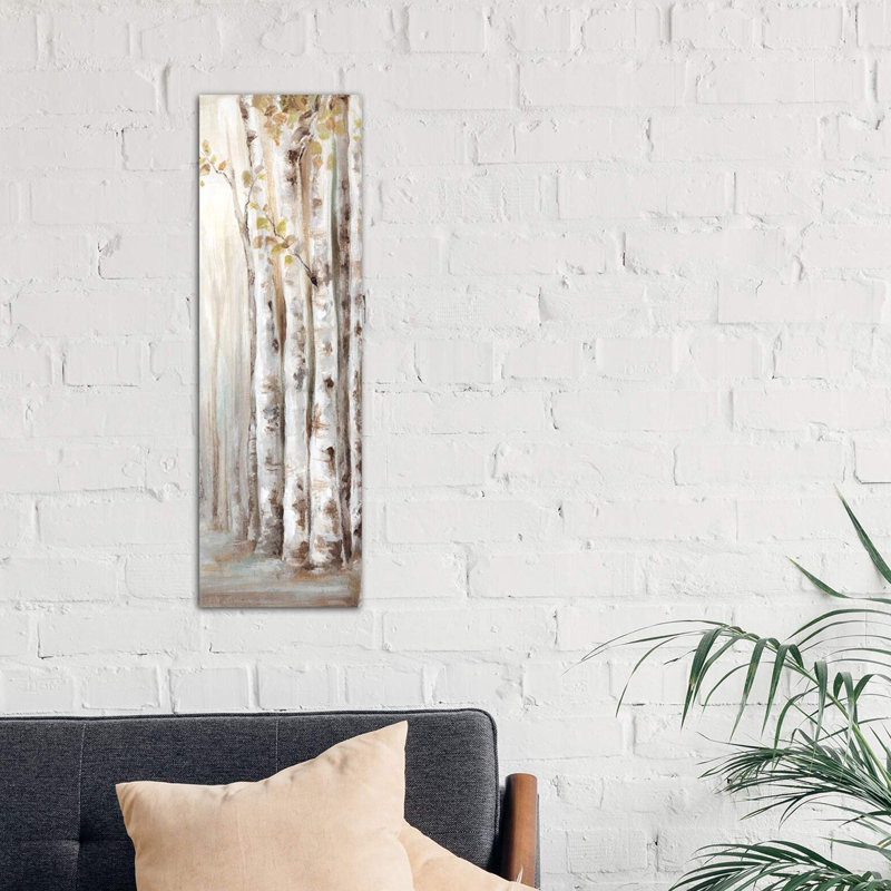 Sunset Birch Forest II by Eva Watts - Wrapped Canvas Panoramic Painting, 30.48 cm H x 91.44 cm W x 1.91 cm D