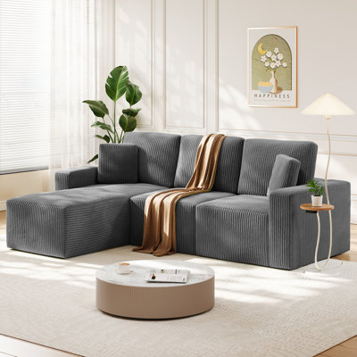 100-inch Corduroy L-shaped Sectional 3-person Modular Cloud Sofa