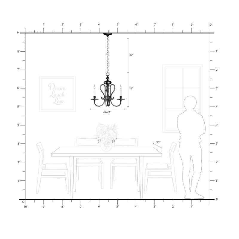 Ahanu 4 - Light Dimmable Chandelier, Brushed Nickel