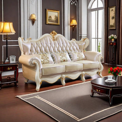 European Light Luxury Leather Sofa 90.5'' Leather Sofa