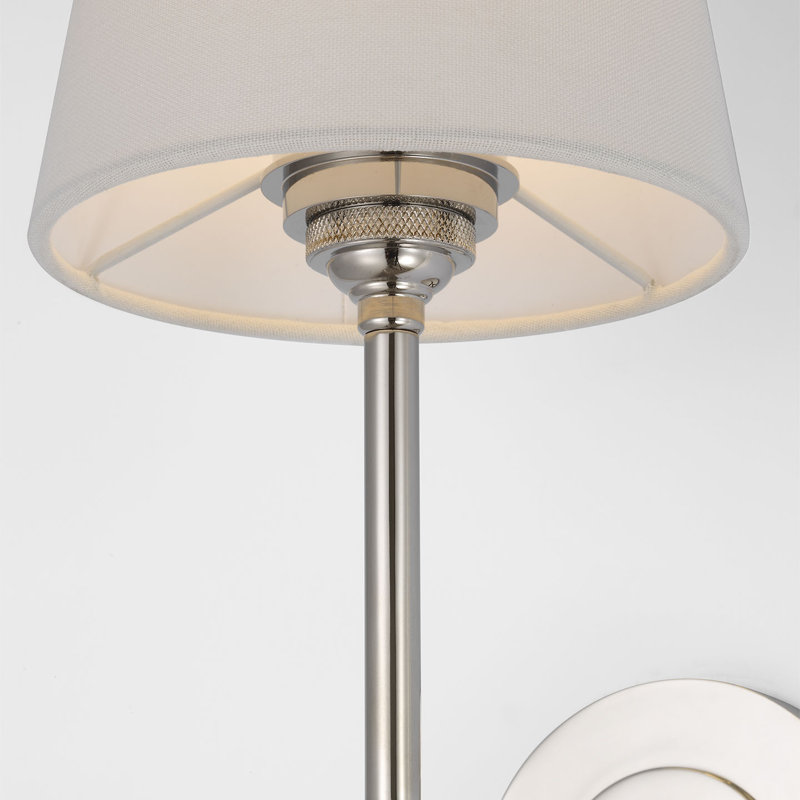 Thomas O'Brien Bryant 27" Cordless Tail Sconce with Linen Shade, Polished Nickel