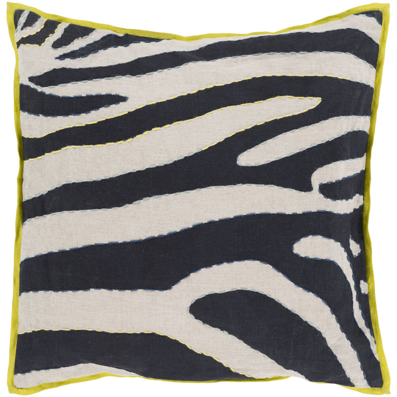 Coussin décoratif, H 18 po x l 18" x P 4 po, Gris clair / Marine, Polyester
