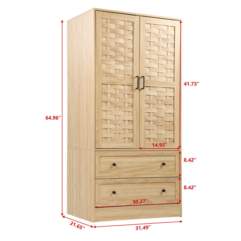 Armoire en bois manufacturé Romond, Naturel