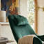 Chaise berçante en velours Brentwood Mid-Century avec coussin pour le cou et structure en métal-133408935