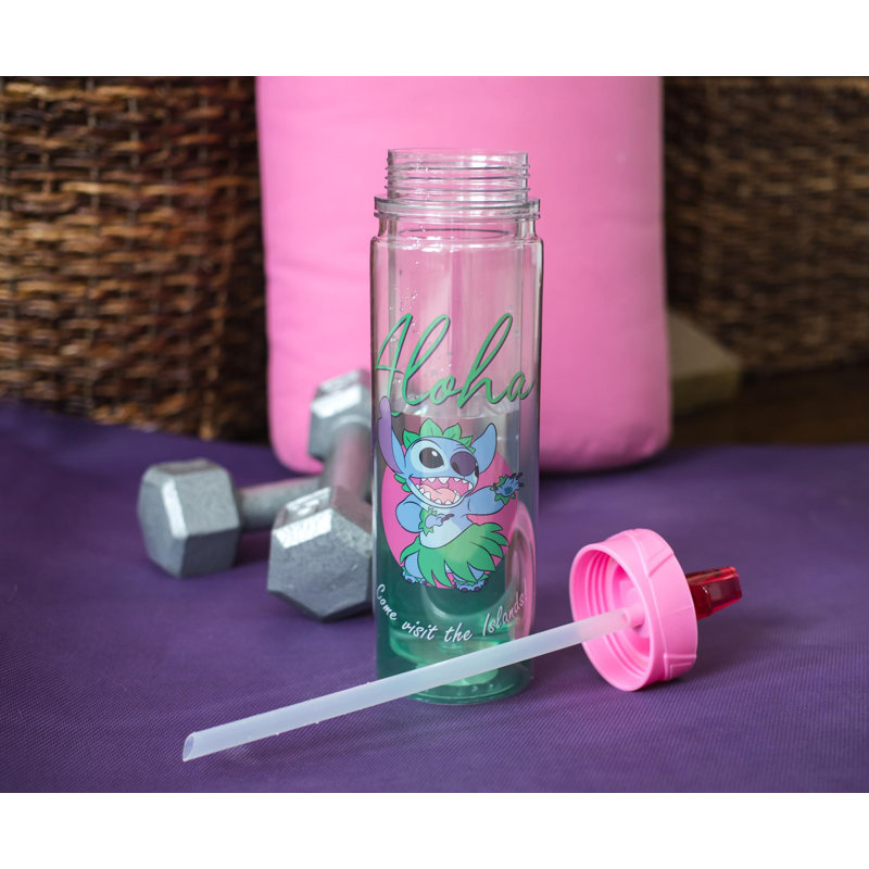 Bouteille d'eau en plastique 18 oz avec paille Doulbe