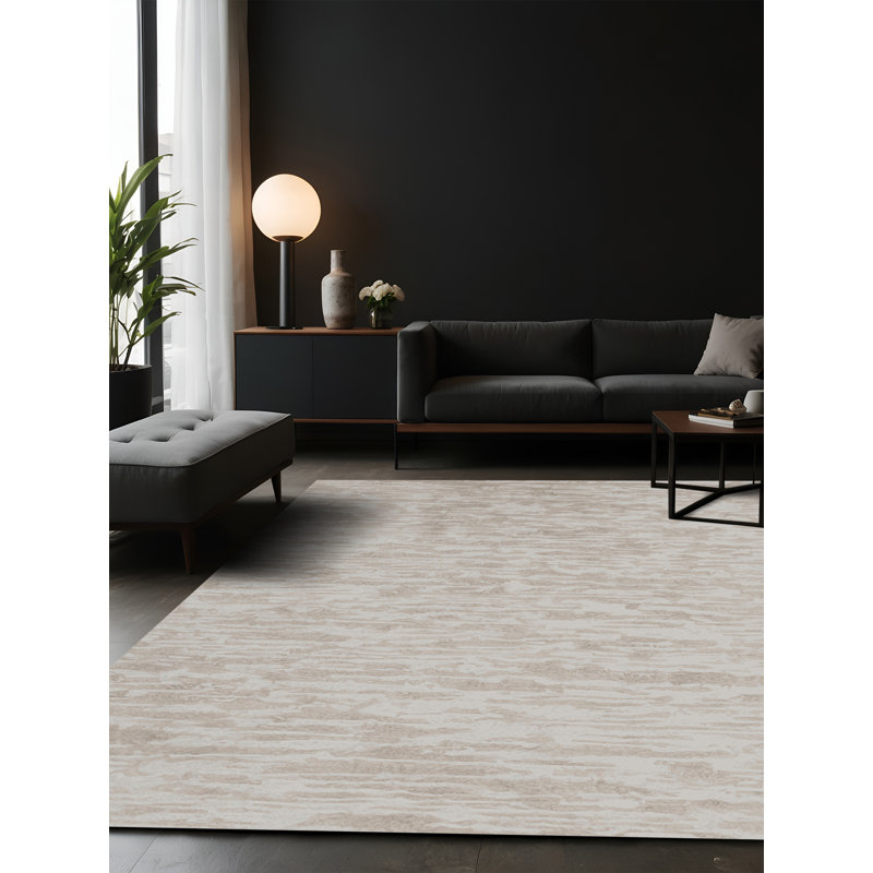 Tapis gris soyeux et moelleux, Rectangle 7 pi x 10 pi