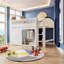 Lit mezzanine simple blanc avec lumières DEL et escalier de rangement | Lit d'enfant Playful-1275253625