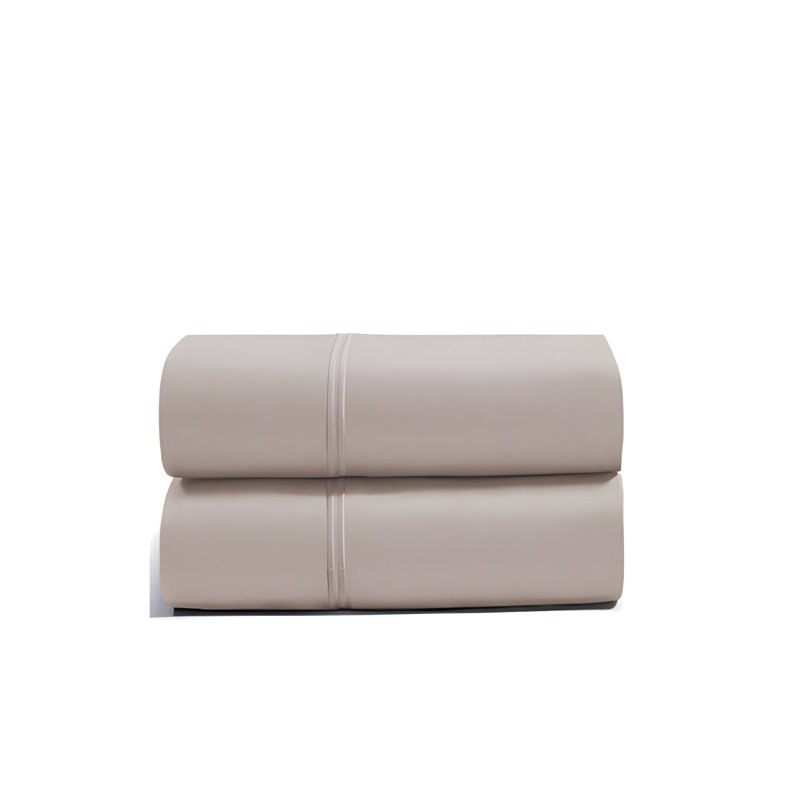 400TC Luxurious Double Embroidery Cotton Sateen Pillowcases (Set Of 2), Taupe